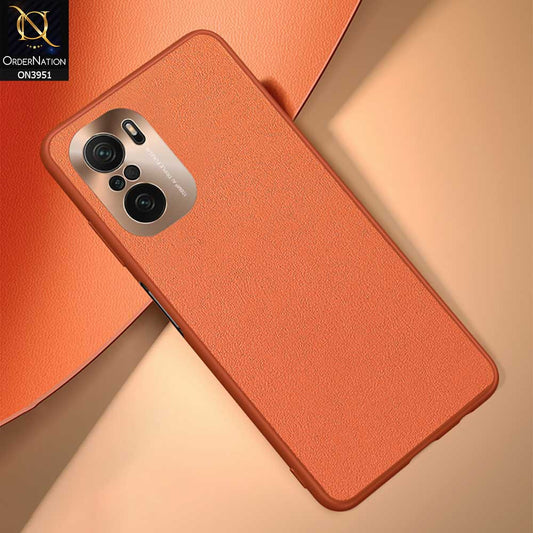 Xiaomi Poco F3 Cover - Orange - ONation Classy Leather Series - Minimalistic Classic Textured Pu Leather With Attractive Metallic Camera Protection Soft Borders Case