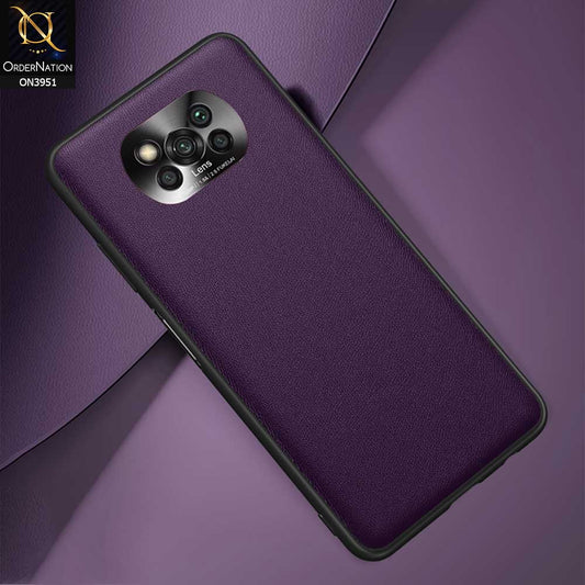 Xiaomi Poco X3 Pro Cover - Purple - ONation Classy Leather Series - Minimalistic Classic Textured Pu Leather With Attractive Metallic Camera Protection Soft Borders Case