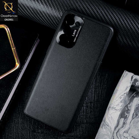 Oppo Reno 5 5G Cover - Black - ONation Classy Leather Series - Minimalistic Classic Textured Pu Leather With Attractive Metallic Camera Protection Soft Borders Case