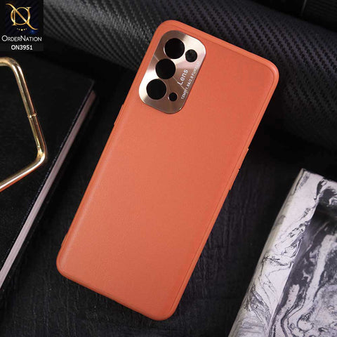 Oppo Reno 5 4G Cover - Orange - ONation Classy Leather Series - Minimalistic Classic Textured Pu Leather With Attractive Metallic Camera Protection Soft Borders Case