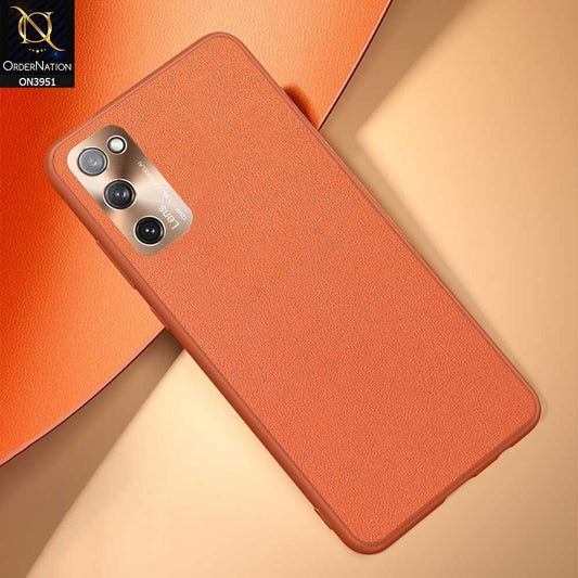 Samsung Galaxy S20 FE Cover - Orange - ONation Classy Leather Series - Minimalistic Classic Textured Pu Leather With Attractive Metallic Camera Protection Soft Borders Case