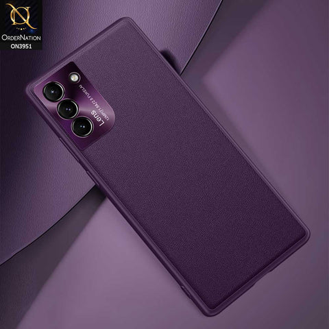 Samsung Galaxy S21 5G Cover - Purple - ONation Classy Leather Series - Minimalistic Classic Textured Pu Leather With Attractive Metallic Camera Protection Soft Borders Case