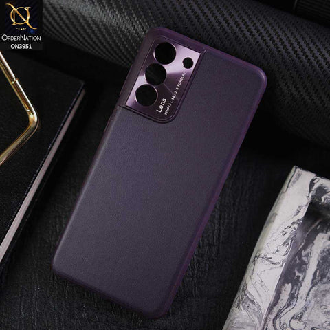 Samsung Galaxy S21 5G Cover - Purple - ONation Classy Leather Series - Minimalistic Classic Textured Pu Leather With Attractive Metallic Camera Protection Soft Borders Case