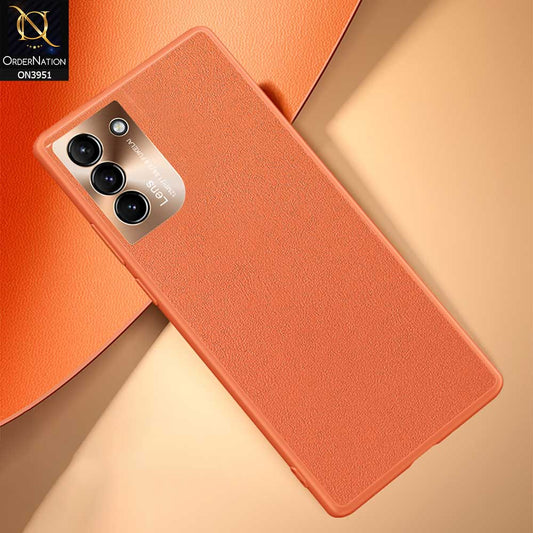 Samsung Galaxy S21 Plus 5G Cover - Orange - ONation Classy Leather Series - Minimalistic Classic Textured Pu Leather With Attractive Metallic Camera Protection Soft Borders Case