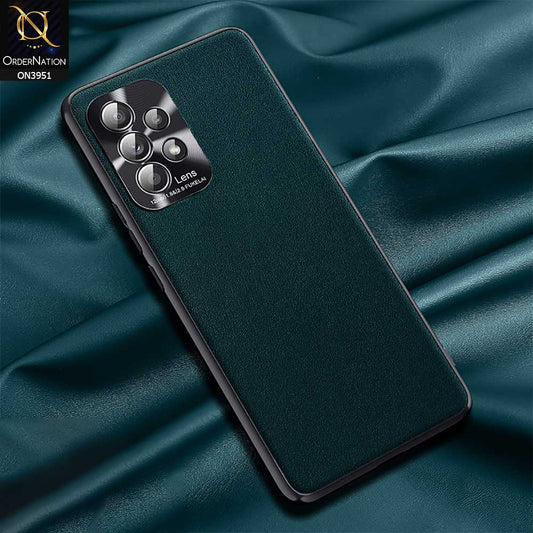 Samsung Galaxy A32 Cover - Green - ONation Classy Leather Series - Minimalistic Classic Textured Pu Leather With Attractive Metallic Camera Protection Soft Borders Case