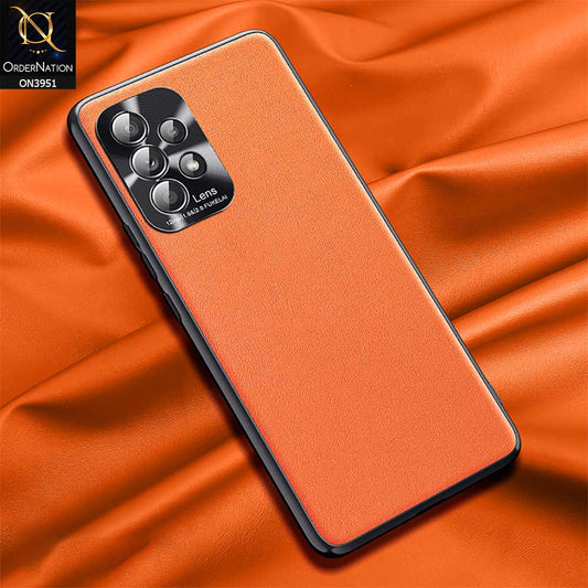 Samsung Galaxy A32 Cover - Orange - ONation Classy Leather Series - Minimalistic Classic Textured Pu Leather With Attractive Metallic Camera Protection Soft Borders Case