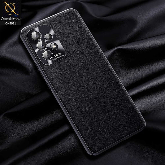 Samsung Galaxy A32 Cover - Black - ONation Classy Leather Series - Minimalistic Classic Textured Pu Leather With Attractive Metallic Camera Protection Soft Borders Case
