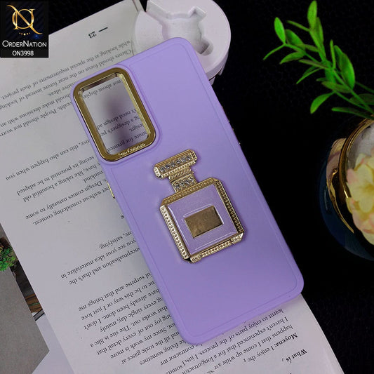 Oppo Reno 7 Lite Cover - Purple - New Electroplating Camera Ring  Soft Silicon Case With Shiny Rime Stones Mobile Stand