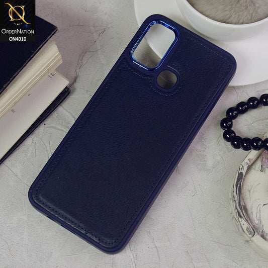 Infinix Hot 9 Play Cover - Blue - New Electroplated Camera Ring Leather Texture Soft Silicone Case