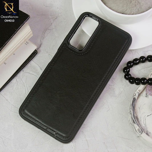 Vivo Y20 Cover - Black - New Electroplated Camera Ring Leather Texture Soft Silicone Case