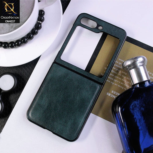 Samsung Galaxy Z Flip 5 5G Cover - Green -  New Luxury Vintage Leather Texture Hard Case