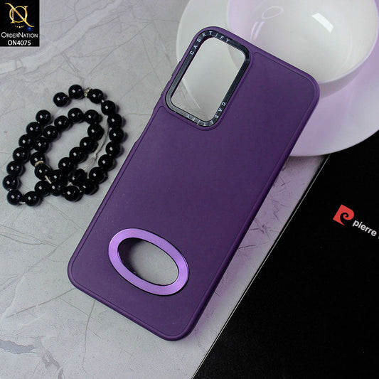 Samsung Galaxy A14 Cover - Purple - New Soft Silicon Fashion Case With Fancy Camera Ring & Logo Hole