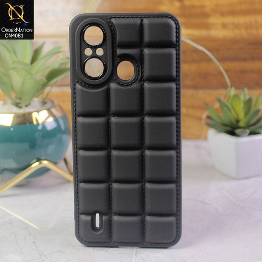 Itel A49 Play Cover - Black - New Gird Line Pattern Soft Silicone Fashion Case