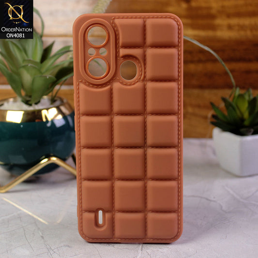 Itel A49 Play Cover - Brown - New Soft Silicon Fashion Case With Fancy Camera Ring & Logo Hole