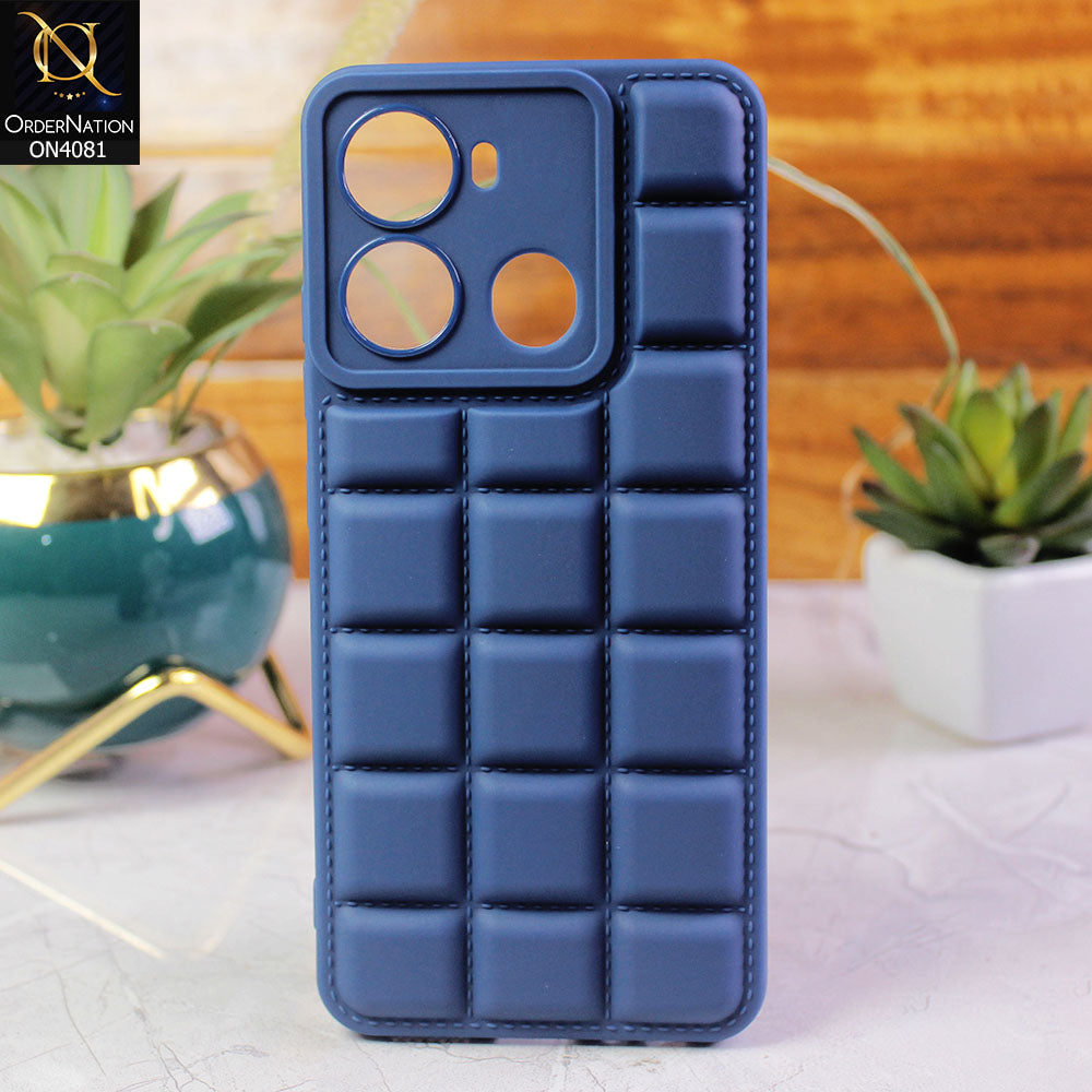 Itel P40 Cover - Blue - New Soft Silicon Fashion Case With Fancy Camera Ring & Logo Hole
