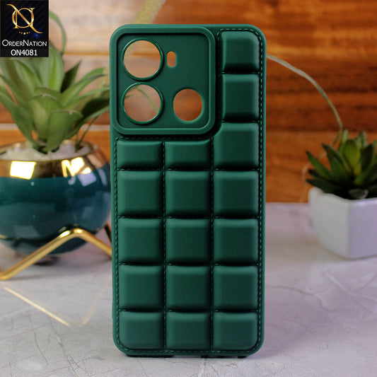 Itel P40 Cover - Green - New Soft Silicon Fashion Case With Fancy Camera Ring & Logo Hole