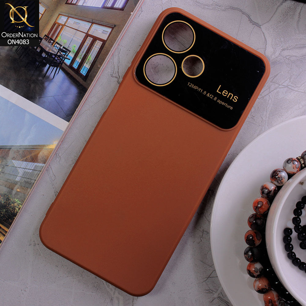 Infinix Hot 30 Play - Brown - Glass Lense Ultra Camera Protection Soft Silicon Case