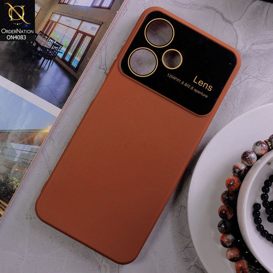 Infinix Hot 30 Play - Brown - Glass Lense Ultra Camera Protection Soft Silicon Case
