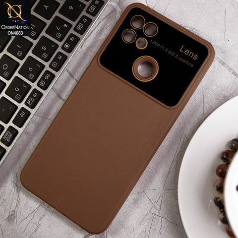 Oppo A15s - Brown - Glass Lense Ultra Camera Protection Soft Silicon Case