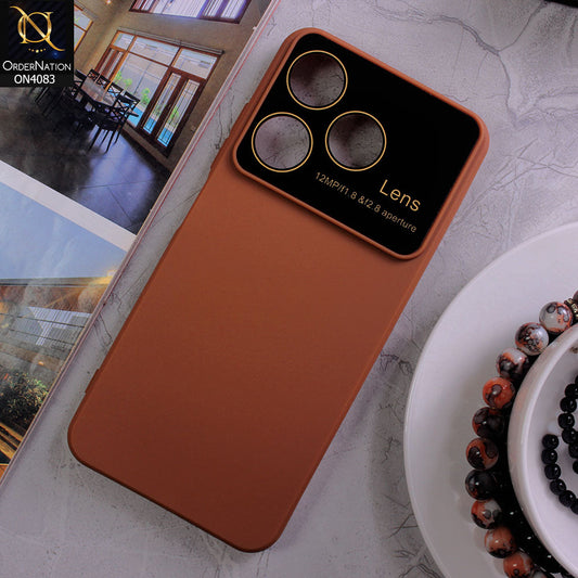 Tecno Spark 10C Cover - Brown - Glass Lense Ultra Camera Protection Soft Silicon Case