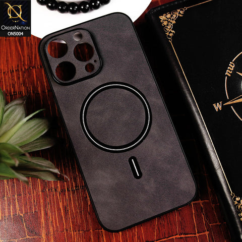 iPhone 15 Pro Max Cover - Black - New Luxury Matte Leather Magnetic MagSafe Wireless Charging Soft Case