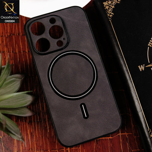 iPhone 15 Pro Cover - Black - New Luxury Matte Leather Magnetic MagSafe Wireless Charging Soft Case