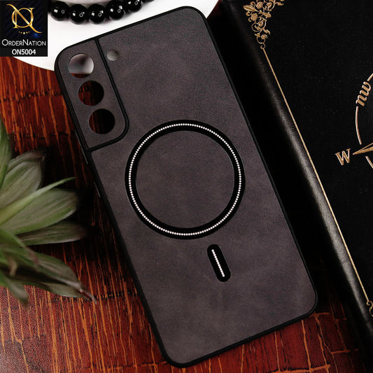 Samsung Galaxy S22 Plus 5G Cover - Black - New Luxury Matte Leather Magnetic MagSafe Wireless Charging Soft Case