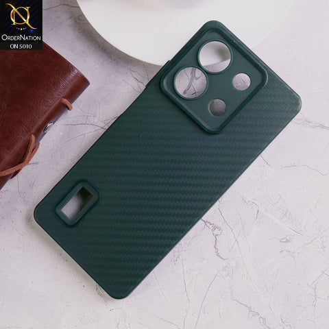 Xiaomi Redmi Note 13 Cover - Green - New Carbon Fiber Ultra Thin Matte Soft Case With Logo Hole