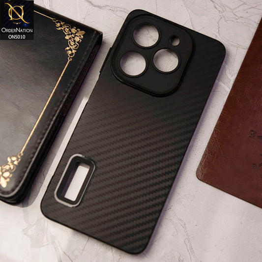 Infinix Smart 8 Cover - Black - New Carbon Fiber Ultra Thin Matte Soft Case With Logo Hole