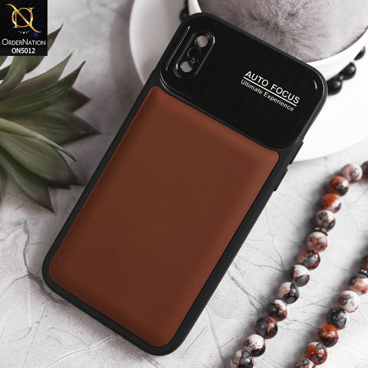 iPhone XS / X Cover - Brown - New Essentials Forip Leather Auto Focus Soft Silicon Case