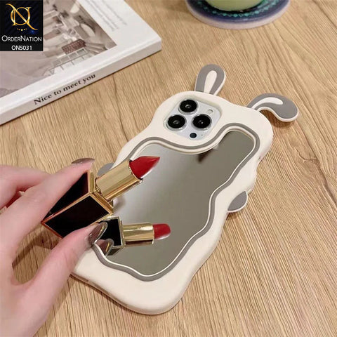 iPhone 11 Cover - Gray - 360-Degree Protection Cute Cartoon Bunny Mirror Soft Silicone Case