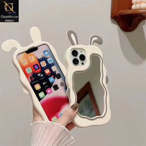 iPhone 15 Pro Cover - Pink - 360-Degree Protection Cute Cartoon Bunny Mirror Soft Silicone Case