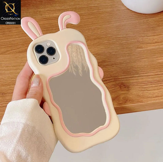 iPhone 11 Pro Max Cover - Pink - 360-Degree Protection Cute Cartoon Bunny Mirror Soft Silicone Case
