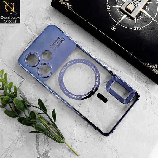 Infinix Hot 30 Cover - Sierra Blue - New Electroplating Color Borders Camera Protection Magsafe Design Soft Transparent Case With Logo Hole