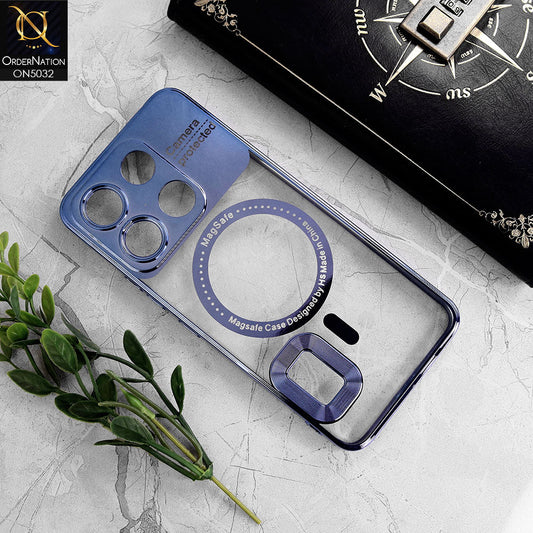 itel A60s Cover - Sierra Blue - New Electroplating Color Borders Camera Protection Magsafe Design Soft Transparent Case With Logo Hole