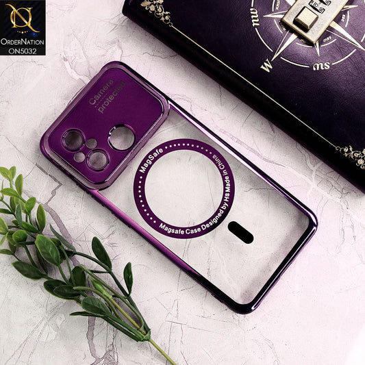 Xiaomi Poco C55 Cover - Purple - New Electroplating Color Borders Camera Protection Magsafe Design Soft Transparent Case With Logo Hole