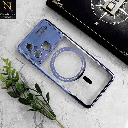 Xiaomi Poco C55 Cover - Sierra Blue - New Electroplating Color Borders Camera Protection Magsafe Design Soft Transparent Case With Logo Hole