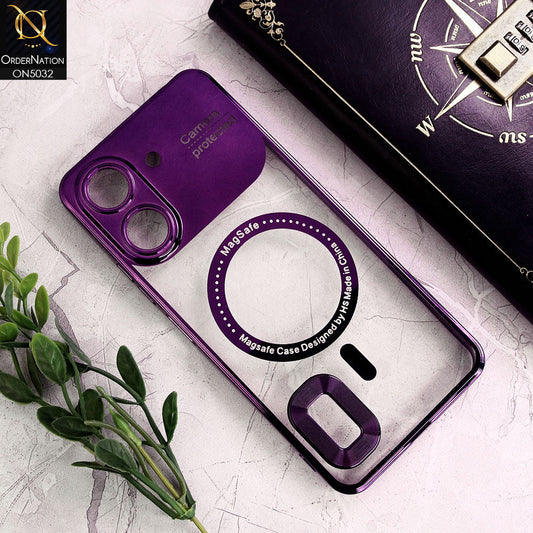 Xiaomi Redmi 13C Cover - Purple - New Electroplating Color Borders Camera Protection Magsafe Design Soft Transparent Case With Logo Hole