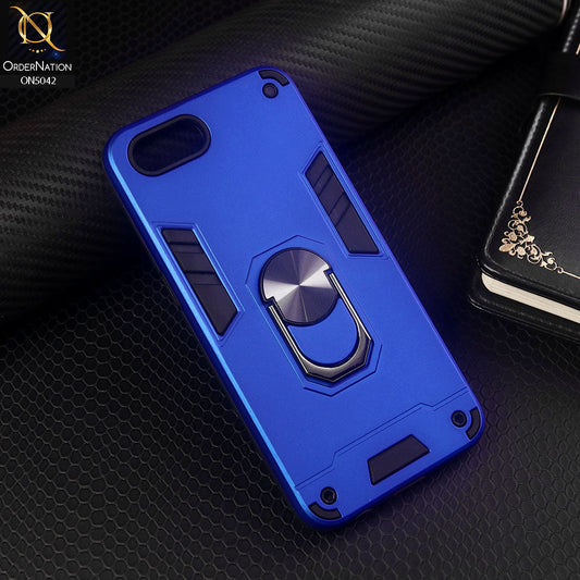 Oppo A1k Cover - Blue - New Dual PC + TPU Hybrid Style Protective Soft Border Case With Kickstand Holder