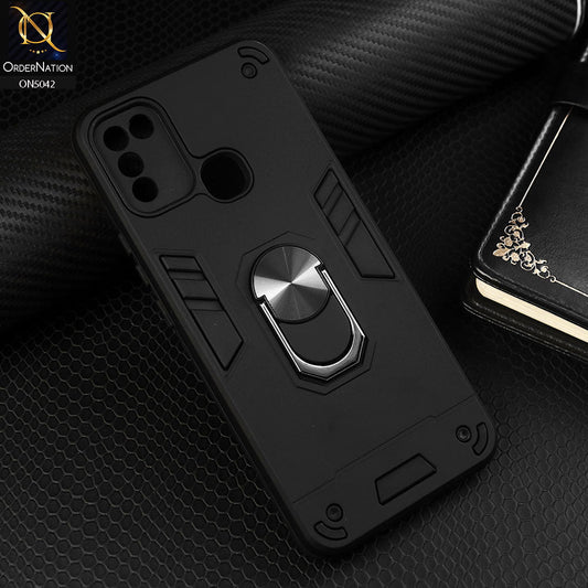 Infinix Hot 11 Play Cover - Black - New Dual PC + TPU Hybrid Style Protective Soft Border Case With Kickstand Holder