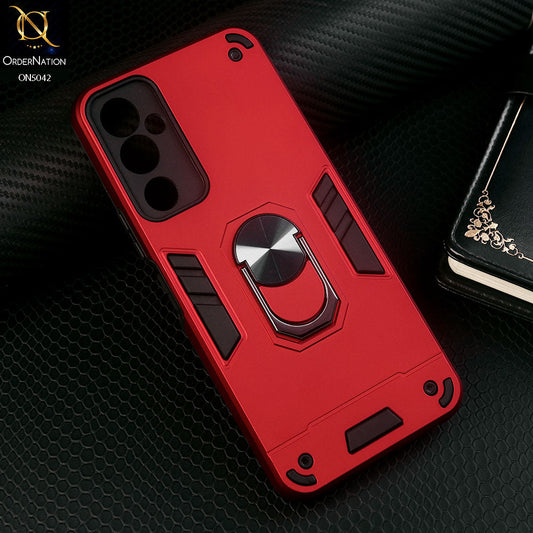 Tecno Pova Neo 2 Cover - Red - New Dual PC + TPU Hybrid Style Protective Soft Border Case With Kickstand Holder