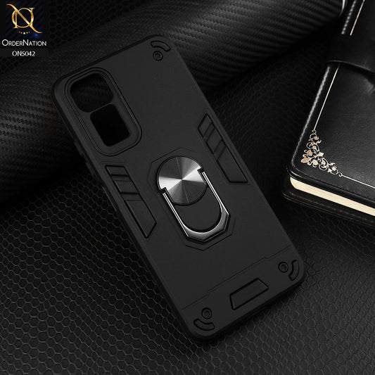 Xiaomi Redmi Note 12S Cover - Black - New Dual PC + TPU Hybrid Style Protective Soft Border Case With Kickstand Holder
