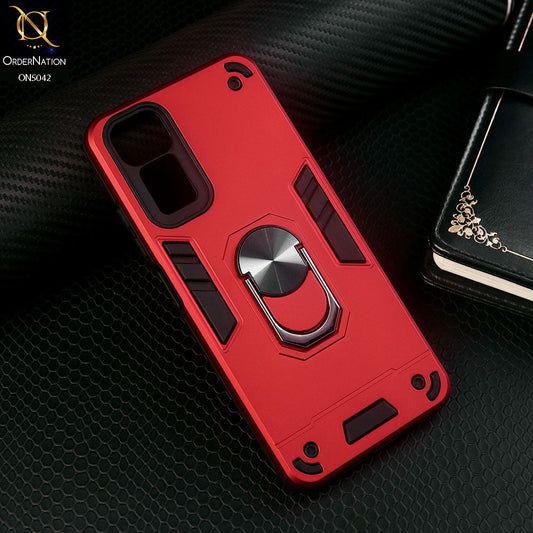 Xiaomi Redmi Note 12S Cover - Red - New Dual PC + TPU Hybrid Style Protective Soft Border Case With Kickstand Holder