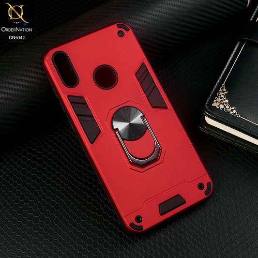 Huawei Y7 Prime 2019 / Y7 2019 / Y7 Pro 2019 Cover - Red - New Dual PC + TPU Hybrid Style Protective Soft Border Case With Kickstand Holder