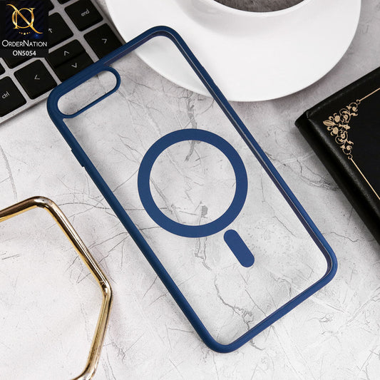 iPhone 8 Plus / 7 Plus Cover - Navy Blue - New Clear Transparent Back Magnetic Magsafe Candy Color Soft Borders Case