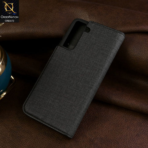 Samsung Galaxy S21 5G Cover - Black - Lishen Classic Series - Premium Leather Magnatic Flip Book Case