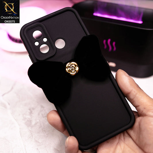 Xiaomi Poco C55 Cover - Black - Trendy 3D Velvet Bow Knot Matte Soft Case With Camera Protection