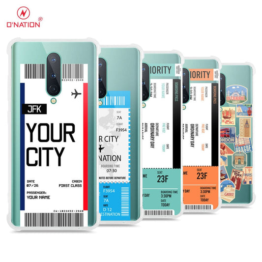 OnePlus 8 4G Cover - Personalised Boarding Pass Ticket Series - 5 Designs - Clear Phone Case - Soft Silicon Borders