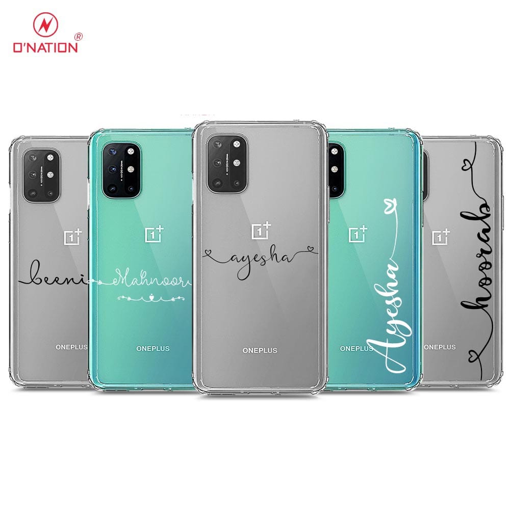 OnePlus 8T Cover - Personalised Name Series - 8 Designs - Clear Phone Case - Soft Silicon Borders