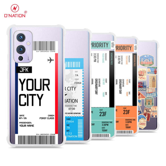 OnePlus 9 Cover - Personalised Boarding Pass Ticket Series - 5 Designs - Clear Phone Case - Soft Silicon Borders